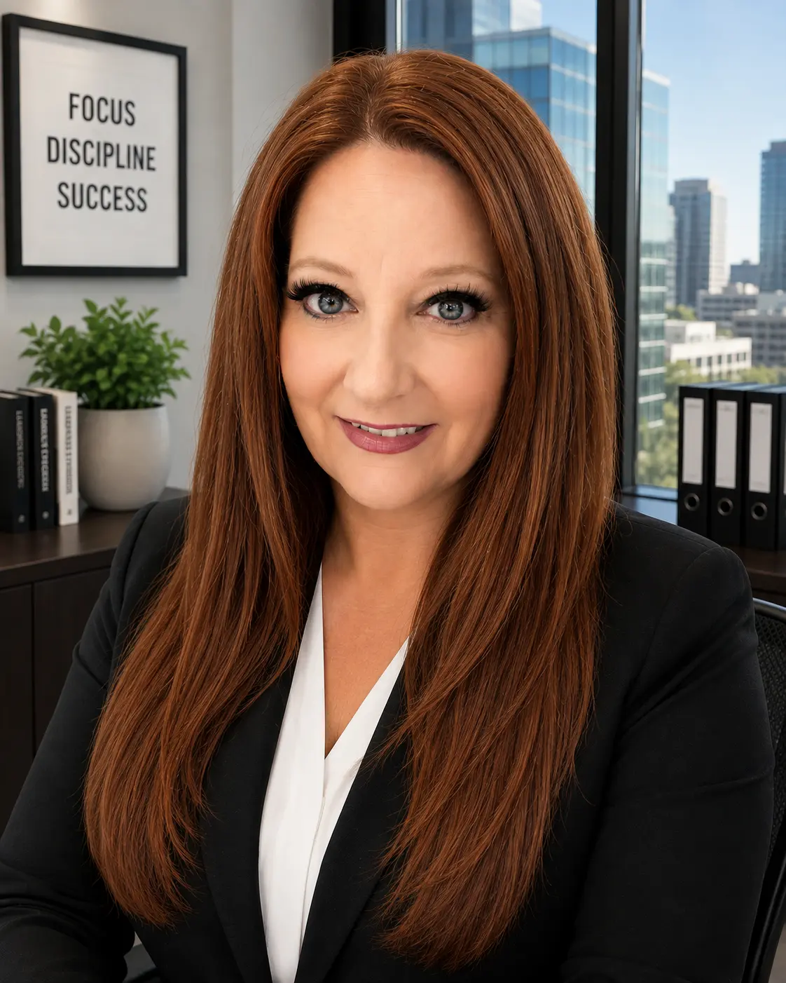 Dawn K. Johnson seated in an office, wearing a black blazer and white blouse.